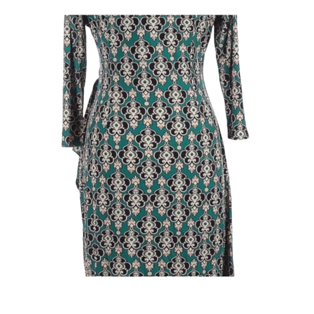 New York & Company Teal Floral Long Sleeve Dress Size: XL - Picture 3 of 11